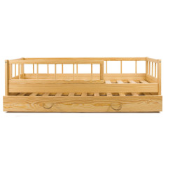 Wooden bed with the drawer, with extra space for the second mattress 160x80